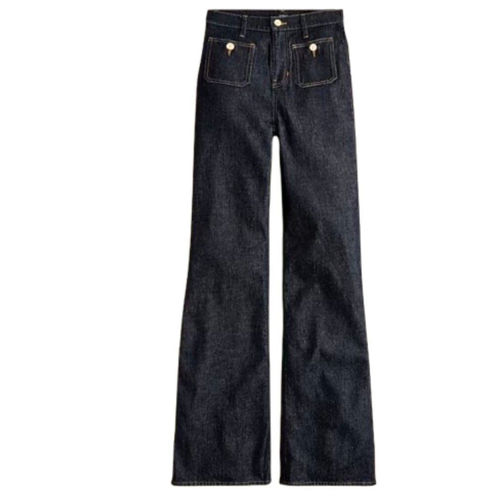NWT J.Crew Sailor High Waisted Wide Leg in Rinse Wash Denim Jeans (Size 34)